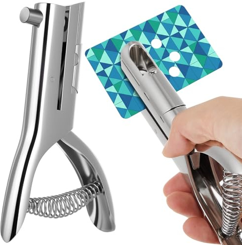 Chumia 1 Pcs Heavy Duty Hole Punch 2 Long Reach 3/8 Inch Paper Single One Hole Puncher Deep Throat Reduced Effort Hand Held Alloy Punch for ID PVC Cards 5 Inch Tall 25 Sheet Capacity