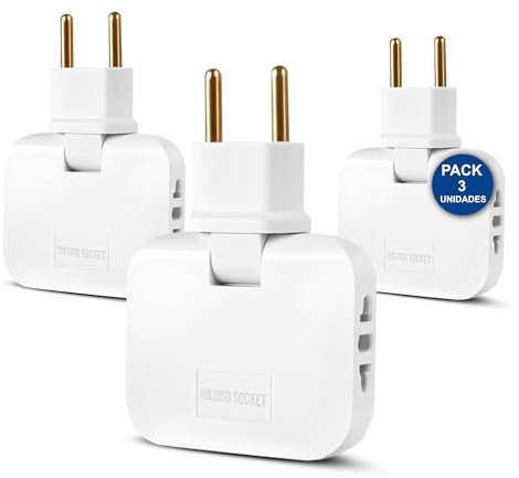 PACK 3 Presa Multipla 3 in 1 - Multipresa da Parete Compatta con Spina Piatta Salvaspazio - 3 Prese Elettriche da Muro - Adattatore 16A 2500W | 3-Stars