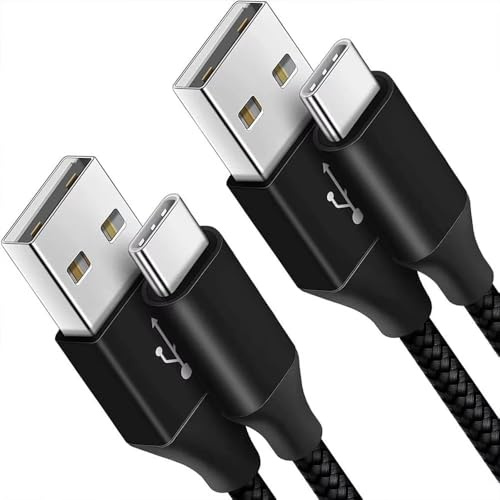 Cable USB C [1m+2m/Lot de 2] Charge Rapide 3A,Câble USB vers USB C 60W,Cable Tressé 4.0 Chargeur Type C pour iPhone 17 16 15,pour Samsung Galaxy S26/S25/S24/S23,pour Google Pixel Xiaomi PS5 CarPlay