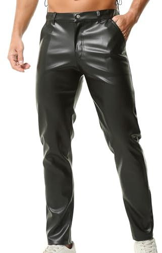 DTODWW Pantalon pour Homme en Simili-Cuir, Coupe Slim – Pantalon pour Homme Coupe Regular