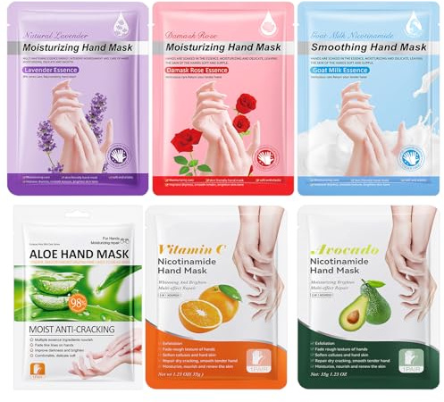6 Pairs Hand Mask Gloves Deep Hydrating Hand Mask for Women Softening Exfoliating Moisturising Gloves at-Home Spa Care