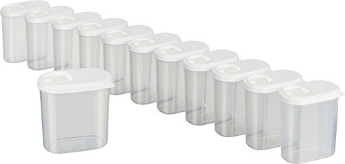 MiraHome Schüttdosen 0,3L 12er Set Weiß – Vorratsdosen mit Deckel luftdicht – Schüttdose für Gewürze & Lebensmittel – Frischhaltedosen mit Deckel – Aufbewahrungsbox mit Schüttfunktion