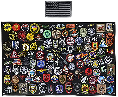 Antrix Taktischer Emblem-Patch-Halter, Patch-Panel, Wand-Anzeige, Aufhänger, Plakat, Rahmen, Militär-Haken und Schlaufen, 110,5 x 69,8 cm