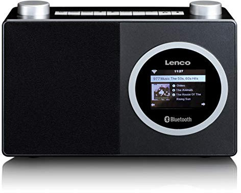 Lenco A003244 DIR 70 - tragbares Internetradio -DAB+Radio-RetroDigitalradio-WLAN-Bluetooth-2,4”Farbbildschirm-3WattRMS-4Senderspeicher-AppSteuerungviaAirMusic-Schwarz