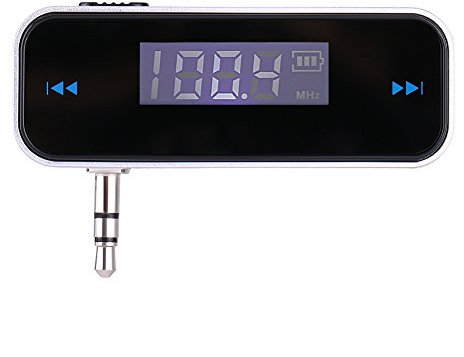 ASHATA Universal In Car Audio FM Transmitter Unterstützung Freisprechen mit 3,5 mm Audio-Stecker für Handy