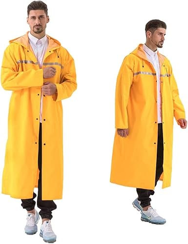 Pahajim Wiederverwendbarer Regenregenmantel mit Reflektierendem Klebeband Junior Erwachsene Frauen Männer Leichter Atmungsaktiver (4XL, Gelb)
