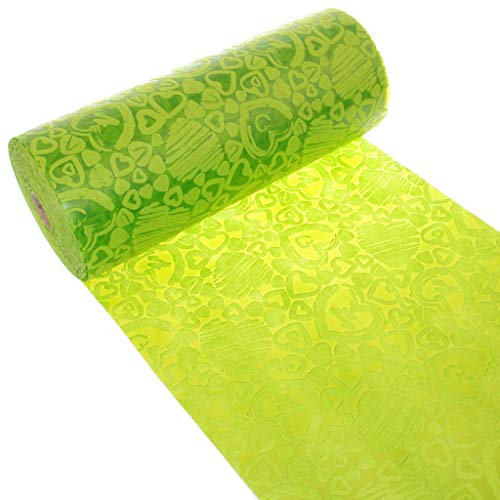 Dekoflor Tischband Tischläufer Tischdeko einzigartiges Herzen Design (Wasserfest, Lotuseffekt, samtige Oberfläche, 25 m Rolle, 30 cm Breite, 100% Nylon), Maigrün