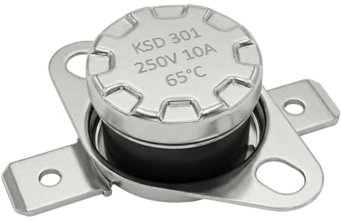 Lumonic Termoswitch 65°C NC-kontakt 250V 10A Temperaturomkopplare Termostat KSD301 Bimetall Termiskt skydd