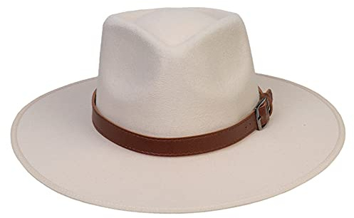 JK Home Wide Brim Fedora-hatt - Panama-keps i ullfilt - One Size Unisex Kvinnor Män - Svart Flätat Läderband