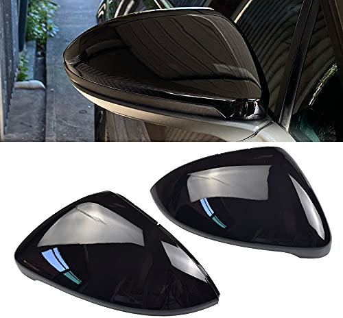 1 par vista trasera espejo cubierta izquierda derecha espejo lateral cubiertas tapas para VW Golf 7 MK7 7.5 GTI 7 Golf 7 R (Negro brillante)