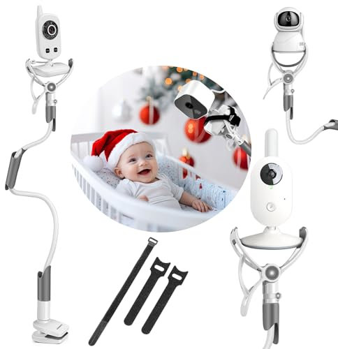 BURNNOVE Soporte para Vigilabebes Universal, Soporte para Cámara Monitor de Bebé Ajustable sin Perforación, Giratorio de 360 °, Compatible con la Mayoría de de Monitores de Bebé, Teléfonos Móviles