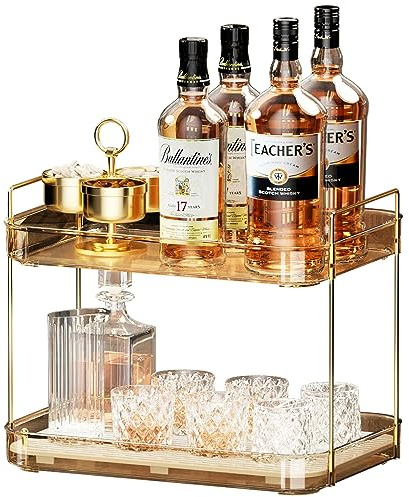 Seoneiro Whiskey Tray, Glass Cup Rack, Mug Holder, Coffee Cup Organizer, Bathroom Countertop Organizer with Drain Board Wine Glass Decorative, Food Tray, Kitchen Spice Rack