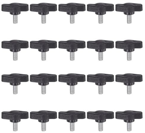 QUARKZMAN 20Pcs Vis de Serrage à Oreilles M5 x 10 mm Filetage Mâle Standard Poignées de Boutons en T en Plastique de Serrage à Main Poignées, Noires