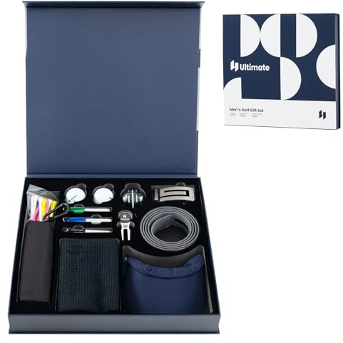 COSTWAY Juego Completo de Accesorios de Golf para Hombres y Mujeres, Pelotas, Tees, Toalla, Cinturón, Sombrero de Golf, Herramienta de División, Marcador de Bolas y Bolsa de Almacenamiento (Azul)
