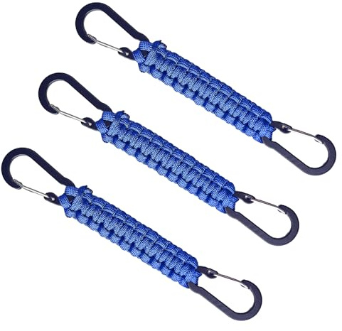 Noopel Paracord Keychain Carabiner Clips 3 Pack, Key Chain with Snap Hook Carabiner, Keyring Clips with D Ring Hooks Hangers, Heavy Duty Lanyard for Car Keys, Backpack, Tools, Or as A Key Organiser