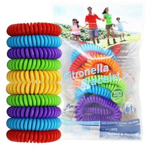 TIENDIFY Pulseras Antimosquitos Citronela, Repelente para Adultos y Niños, Aceites Esenciales, Resistentes al Agua, Exterior Camping Playa Jardín Senderismo, Pack 10 Unidades