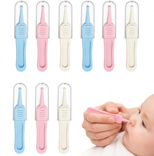 9 Pcs Nose Cleaning Tweezers Set,Ear Nose Nasal Tweezers for Cleaning | Plastic,Gentle Round-Head Plastic Tweezers,Safe Booger Remover & Ear Cleaner Tool for Daily Care