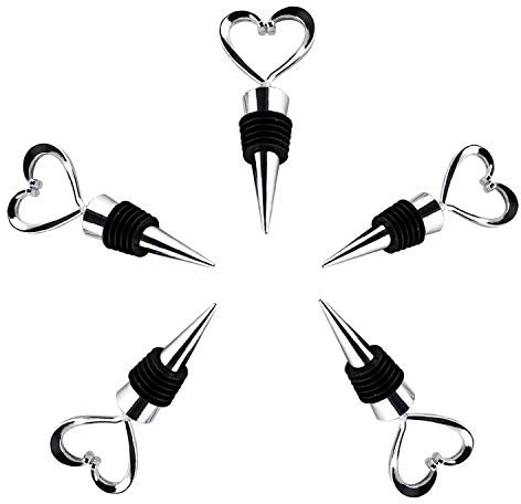 LZYMSZ Tappi per Bottiglie, 5PCS Tappo da Vino a Testa Cuore Birra Saver Sealer in Acciaio Inox per Vino Rosso Champagne Birra, Riutilizzabili Acciaio Inossidabile Birra Tappo Vino per Bar, Feste