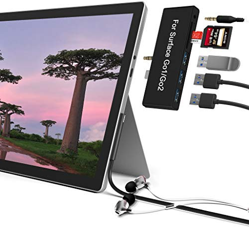 Cateck Microsoft Surface Go Docking Station USB C-Hub mit 3xUSB 3.0 und SD/Micro SD-Kartenleser (SD&TF-Steckplatz) 2 Slot Kartenlesegerät und 3.5mm Audioausgang Type C Dock Adapter