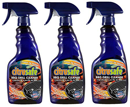 Citrusafe Grill and Grate Cleaner Spray 3 Pack (16 Oz) - Heavy Duty Spray Safely Cleans Burnt Food and Grease from BBQ - Great for Degreasing and Cleaning Grates, Racks