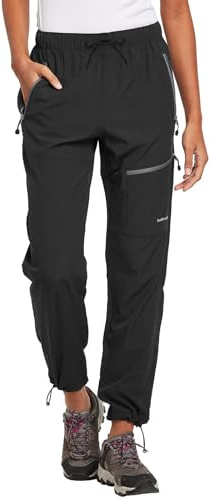 BALEAF Pantaloni Trekking Donna UPF 50+ Asciugatura Rapida Pantaloni Cargo Donna Traspiranti Impermeabile Nero XS