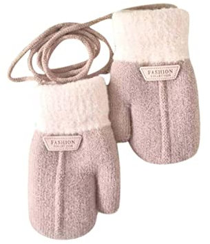 Glücksvogel Winter Handschuhe Kinder Kleinkind Fäustlinge Baby Cartoon Fausthandschuh Stretch Strickhandschuh Dicke Halshandschuhe mit Plüsch Spielen, Laufen, Skifahren Bedarf,1-6 Jahre alt