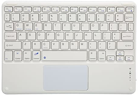 PUSOKEI Ultratunt Trådlöst Bluetooth-tangentbord med Inbyggd Pekplatta, Tyst Ergonomisk Lättviktsbärbart Uppladdningsbart Tangentbord, för Smarta Telefoner, Surfplattor, Bärbara Datorer(Vit)