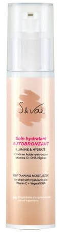 Soin hydratant autobronzant visage, acide hyaluronique et vitamine C, bronzage progressif, 50 ml, S and Vaë