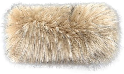 Fuskpäls handmuff med nackband, vinter fuskpäls muffs manschetter vinter tjock plysch varm handvärmare muff handmuff vintermuffar mode armvärmare muff för kvinnor och flickor, 40 cm x 20 cm
