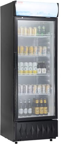 VEVOR Getränkekühlschrank Flaschenkühlschrank Schwarz 275 L, Getränkekühlschrank mit 4 Verstellbaren Einlegeböden, Gastro Getränkekühler LED 7-Stufige Knopfsteuerung, Kommerzieller Kühlschrank