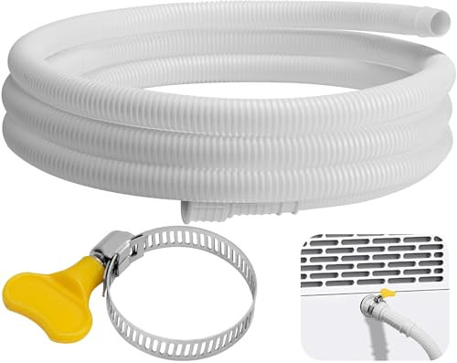 Nkiy Quen 6.5 Ft Dehumidifier Drain Hose 3/4 FHT- Cuttable Leakproof Dehumidifier Discharge Hose for Drainage- Flexible Universal Corrugated Drain Hose Replacement with Clamp for Most Dehumidifier