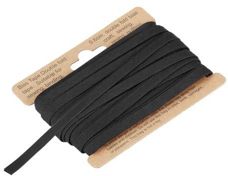 sourcing map 1/4 Inch Double Fold Bias Tape Polyester Continuous Bulk Bias Tape for Sewing,Seaming Quilting Hemming Binding Crafts (Black 10 Yards)