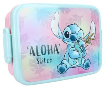 My sweety pop - Boîte à goûter stitch - Lunch box - Pour enfant - Crèche - Maternelle - Ecole - Vacances - Repas - 16 cm - Idée Cadeau (Stitch - Bleu/Rose)