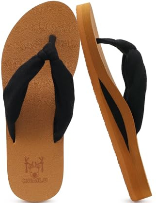 KuaiLu Infradito Donna Estive Comode Stoffa Righe Ciabatte Supporto Arco Plantare Sandali Spiaggia Piscina Flip Flop Mare Leggere Antiscivolo Gomma Suole Nero kaki 40