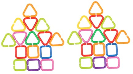 TEMPNAP 70pcs Baby Chain Link Rings Toy Set Featuring Geometric Shapes Made of Sturdy Pe Material for Colour Recognition and Secure Attachment, for Home and High Chairs Sensory Play