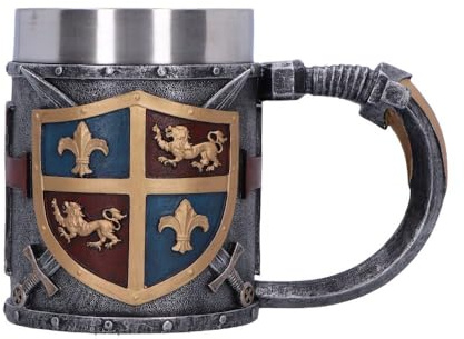Nemesis Now Kunstvoller mittelalterlicher Bierkrug mit herausnehmbarem Metalleinsatz, Renaissance-Dekor und Geschenken – Heraldischer Bierkrug