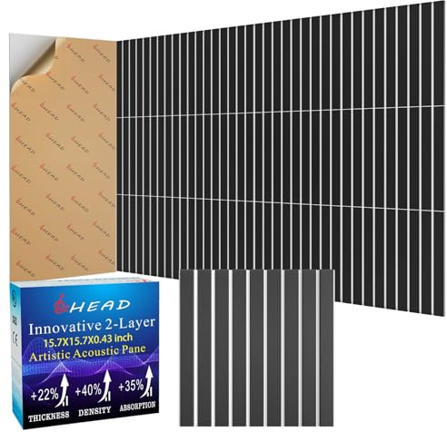 BSHEAD 8 Pack 2-Layer Soundproof Wall Panels, 15.7 x 15.7 x 0.43 in Sound Proof Foam Panels for Walls, 0.9lb/ft³ High Density, 3D Acoustic Panels,Artistic Noise Dampening Panels Black&White
