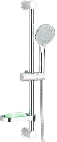 Rozin Shower Riser Rail Kit Shower Slide Bar with Shower Head Bathroom Adjustable Shower Head Holder with 150 cm Stainless Steel Hose and Soap Dish Chrome