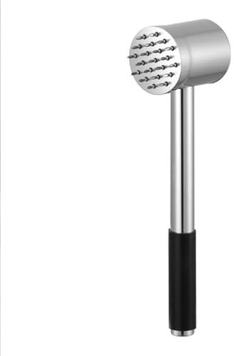 Attendrisseur de Viande, Marteau à Double Face pour Attendrir la Viande, Marteau à Attendrir avec Manche Antidérapant pour Steak, Poulet, Côtelettes, Argenté, en Acier Inoxydable