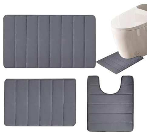 Alfombra de piso de baño - Alfombra de vellón de coral, almohadilla de inodoro para el hogar | Juego de alfombrillas antideslizantes absorbentes, alfombra gruesa suave de piezas para el uso de