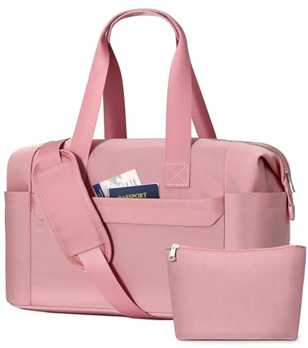 oscaurt Resväska dam 24 l sportväska vattenavvisande handbagage väska med våt väska toalettväska weekender klinikväska födelse för semester arbete, ROSA, M
