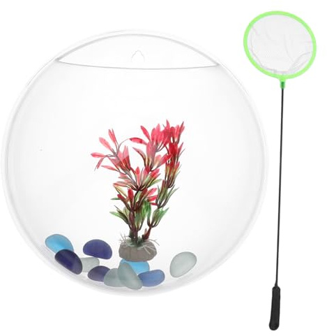 Kisangel Clear Acrylic Wall-mounted Planter and Fish Tank Dual-function Betta Fish Bowl for Indoor Hydroponic Plants Transparent Wall Vase Decor for Home and Office Display