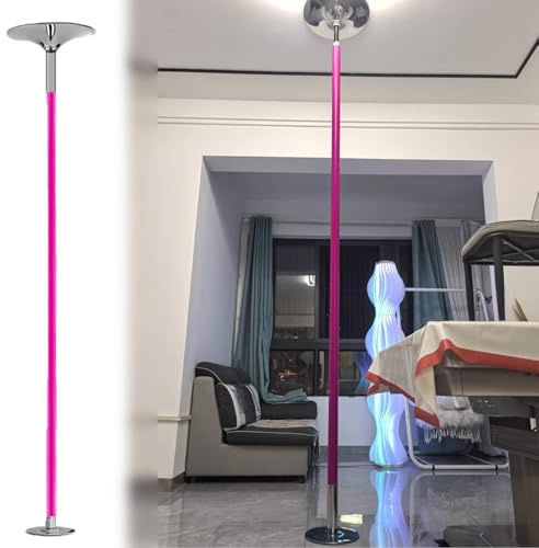 Dansstång Bärbar 45 mm Roterande Poledance-Stång för Hemma/Inomhus, Bärbar Snurrande Strippstång Som Passar i Lägenheter, Justerbar Fitnessstång i Stål, 2.7 m 3.0 m(Pink,2.3-3.24 m (7.5-10.6 ft))