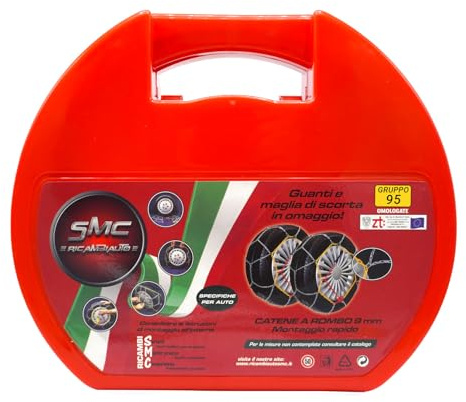 SMC Catene da Neve OMOLOGATE O-Norm TUV 9mm per Pneumatici 205/55 R 17