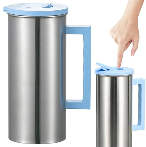 Pichet isotherme, carafe à café 1, 8 L/63 oz Pichet thermique en acier inoxydable avec couvercle et longue poignée Carafe à thé incassable portable pour liquides chauds/froids