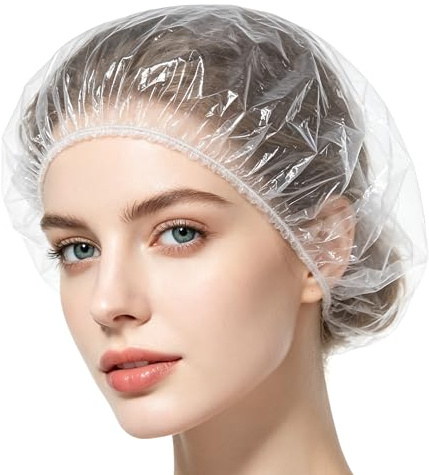 100 Stück Duschhauben Einweg, Unisex Duschhaube Herren & Damen, 42 cm Haarhaube, Wiederverwendbar, Geeignet für Salons, Spas, Reisen, Zuhause, Hotels und Duschen