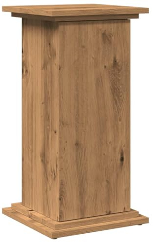 QJBSAVVA Postament con espacio de almacenamiento en roble Artisan, 31 x 30 x 60 cm, soporte para flores de madera, columna para plantas con puerta y tope ajustable, armario esquinero auxiliar para