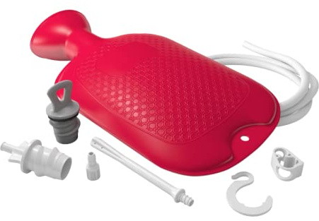 Flents Douche and Enema Combination Kit for Men and Women, Large Capacity, Multipurpose Cleaning System for Personal Hygiene, Colon Detox Cleanse, Made with Comfortable Material, Red (1.66 L)