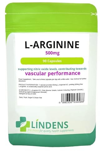 Lindens L-Arginine 500mg 2-Pack 180 Capsules L Arginine Nitric Oxide Argi