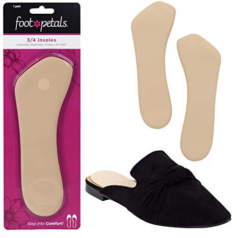 Foot Petals 3/4 Insole Cushions, Prevent Feet from Sliding Forward, Callus Prevention, Women's Heels, Wedges, Sandals, 1 Pair, Khaki